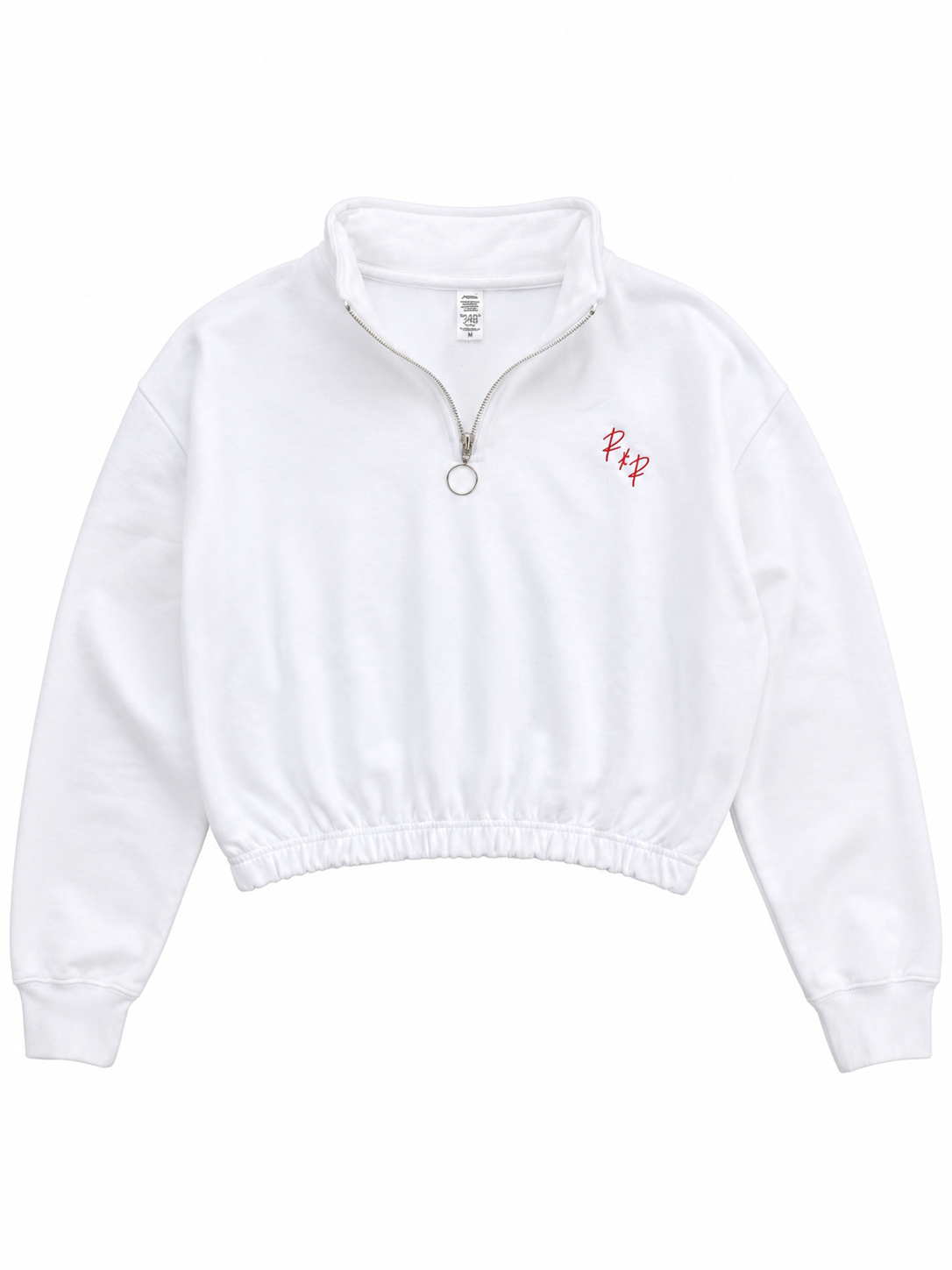 White cropped quarter zip