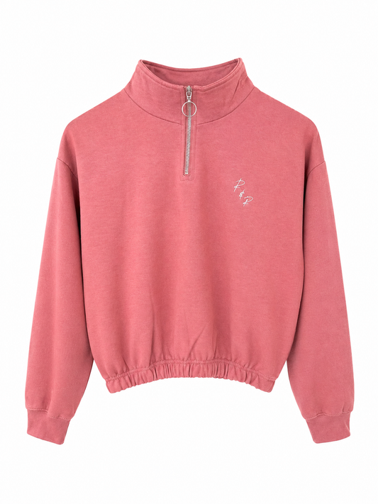Dusty Rose Cropped Quarter Zip