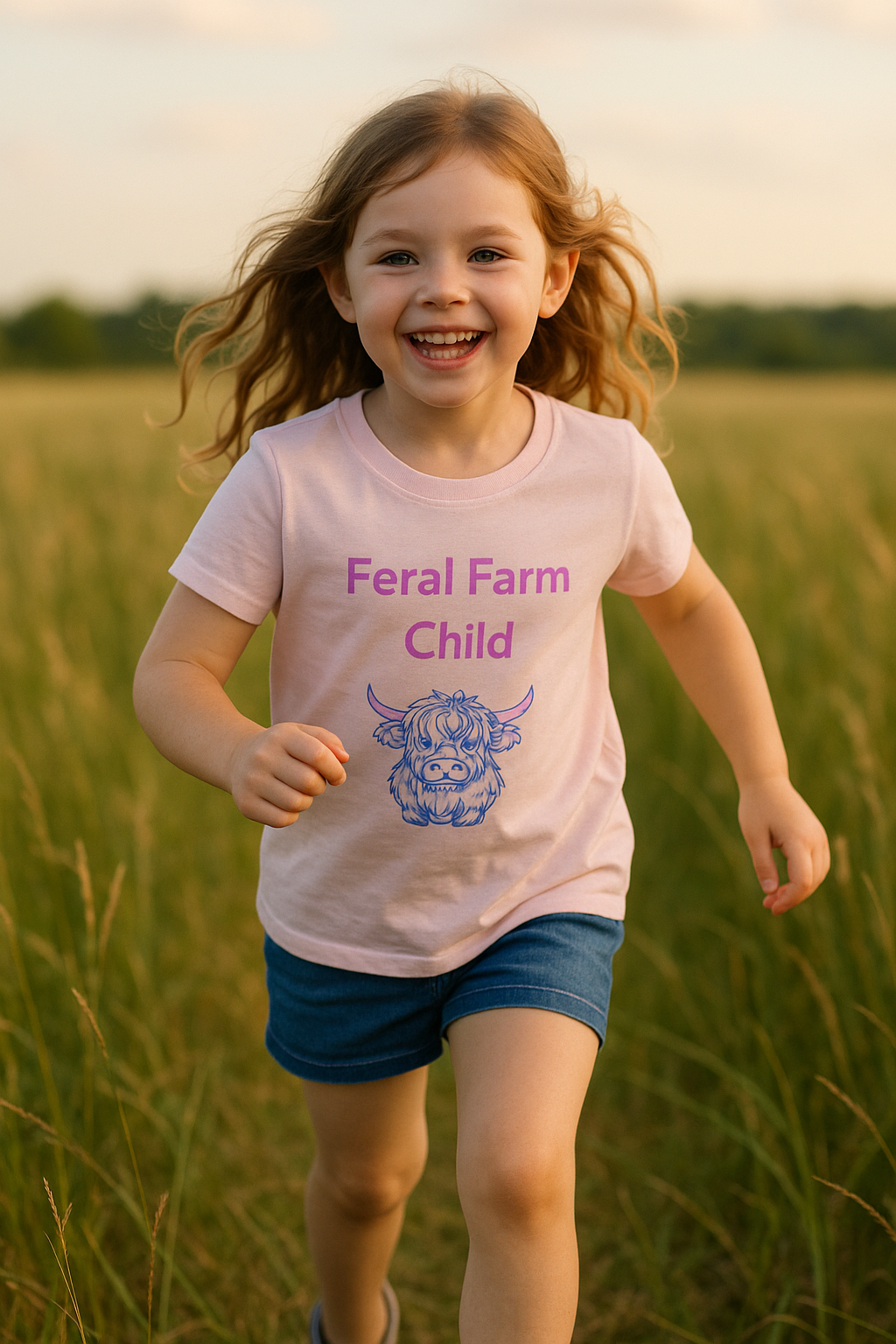 Feral Farm Child Pink Tee